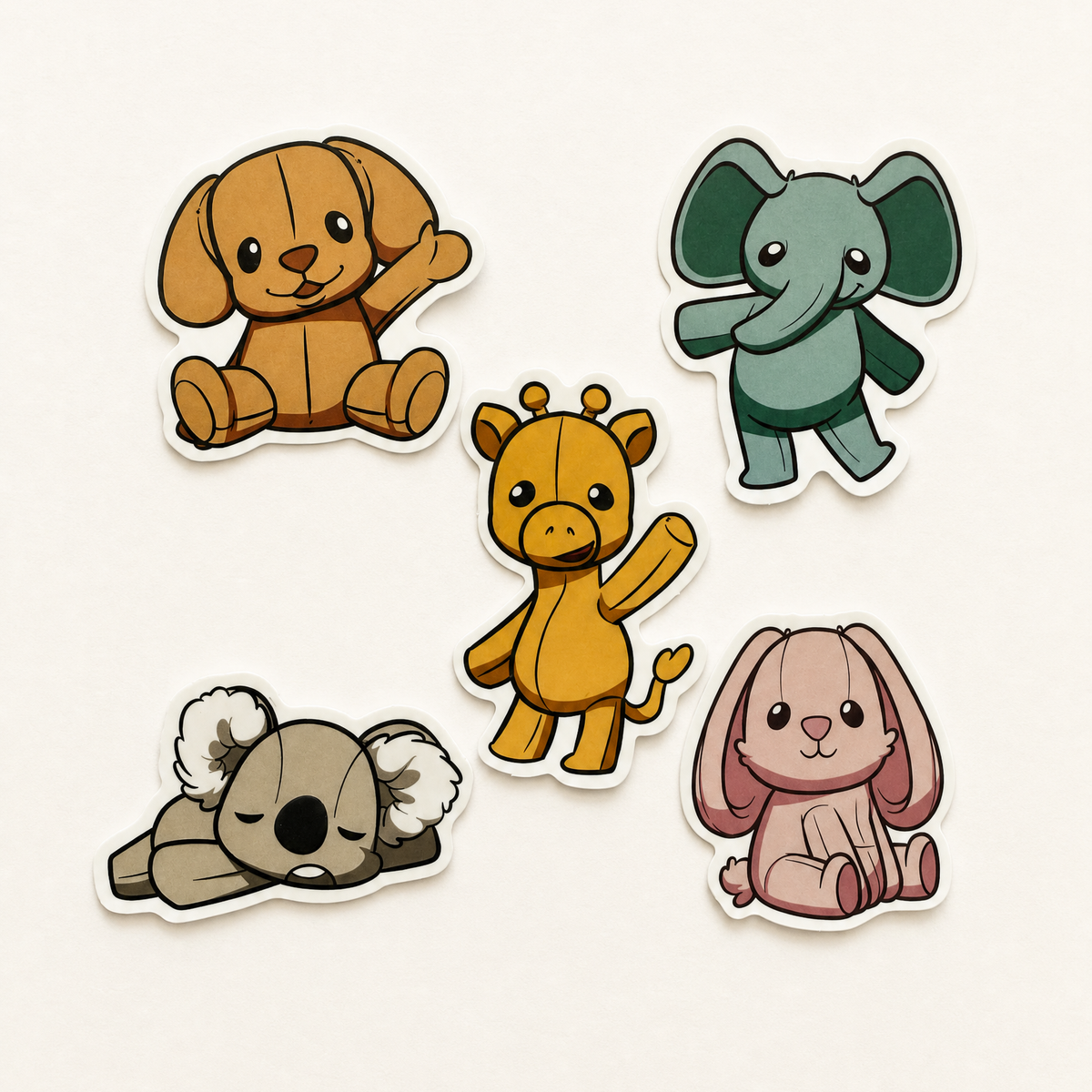 All five collectible Cuddle Pal stickers together