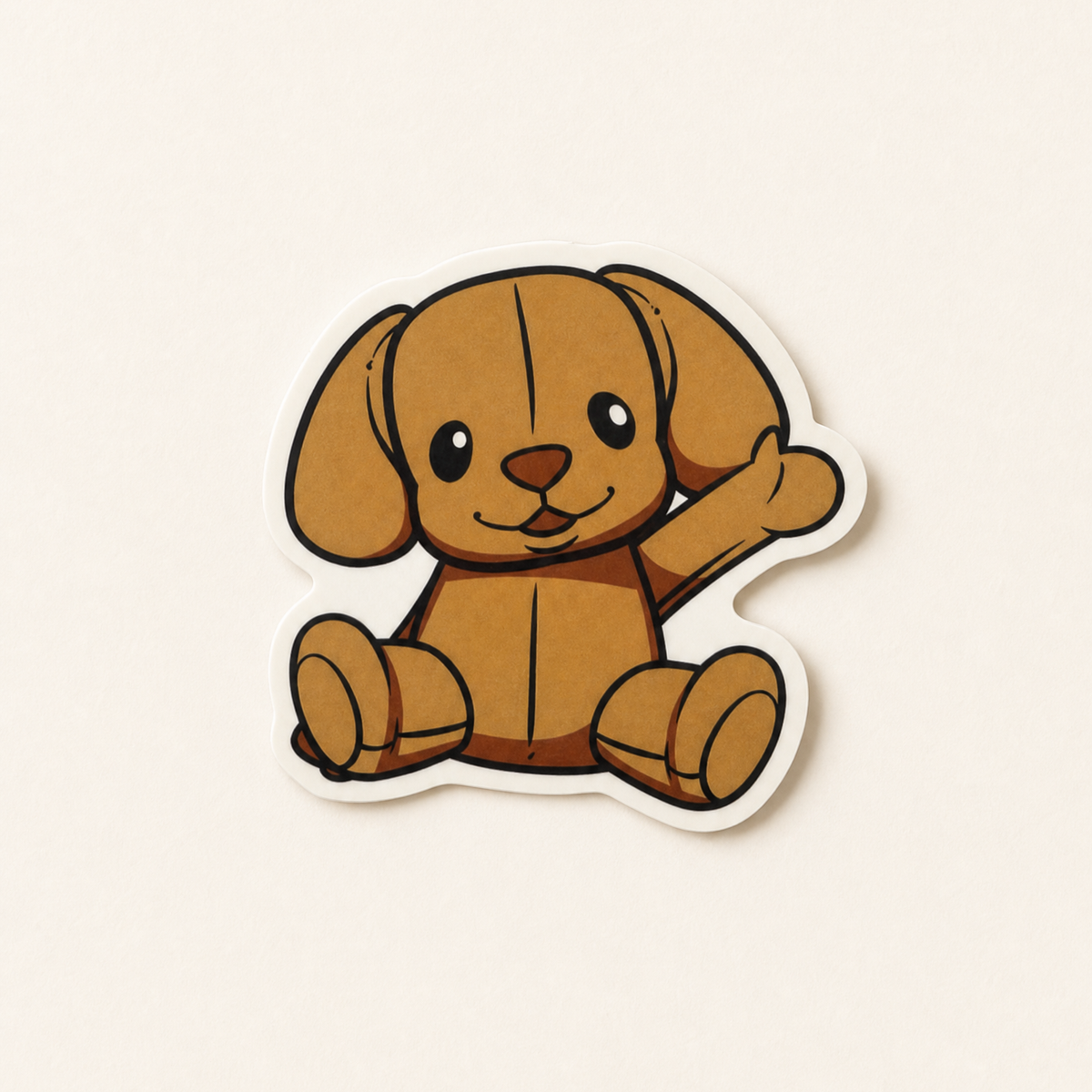 Peanut the Puppy collectible sticker on a warm off-white background