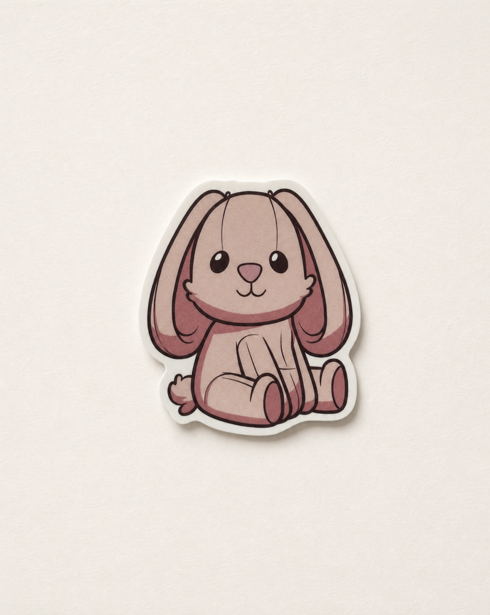 Bubbles the Bunny collectible sticker on a warm off-white background
