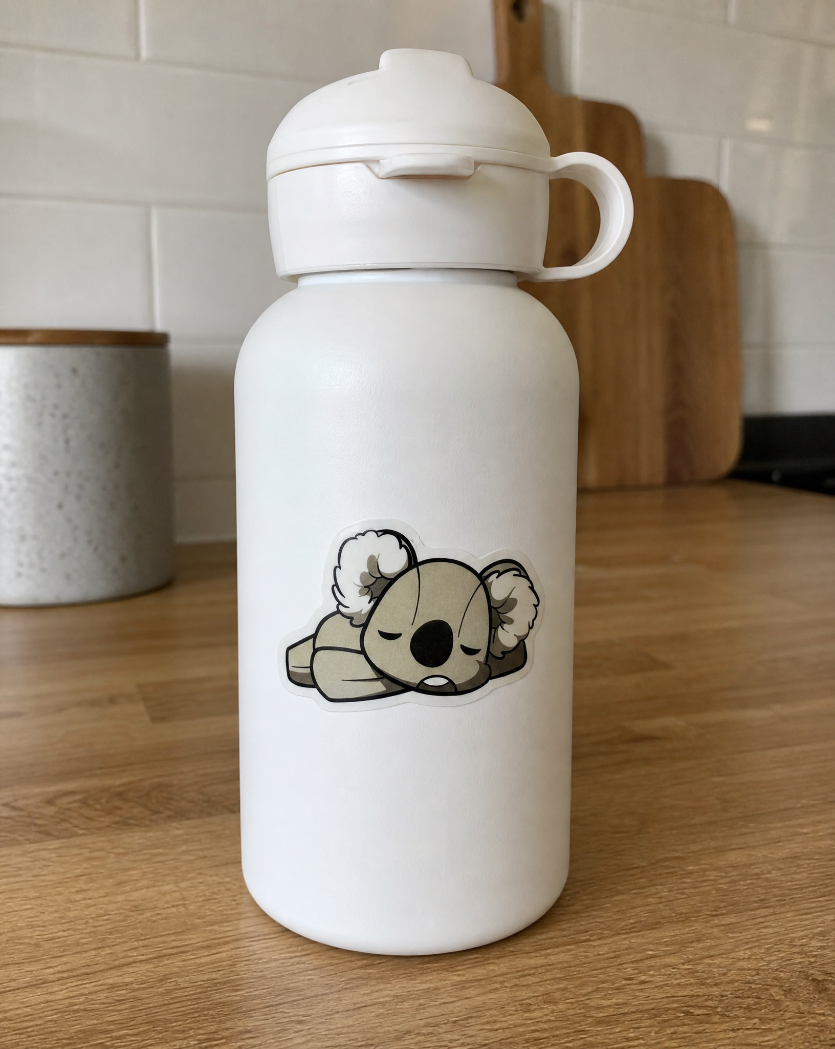 Koko the Koala sticker on a drink bottle