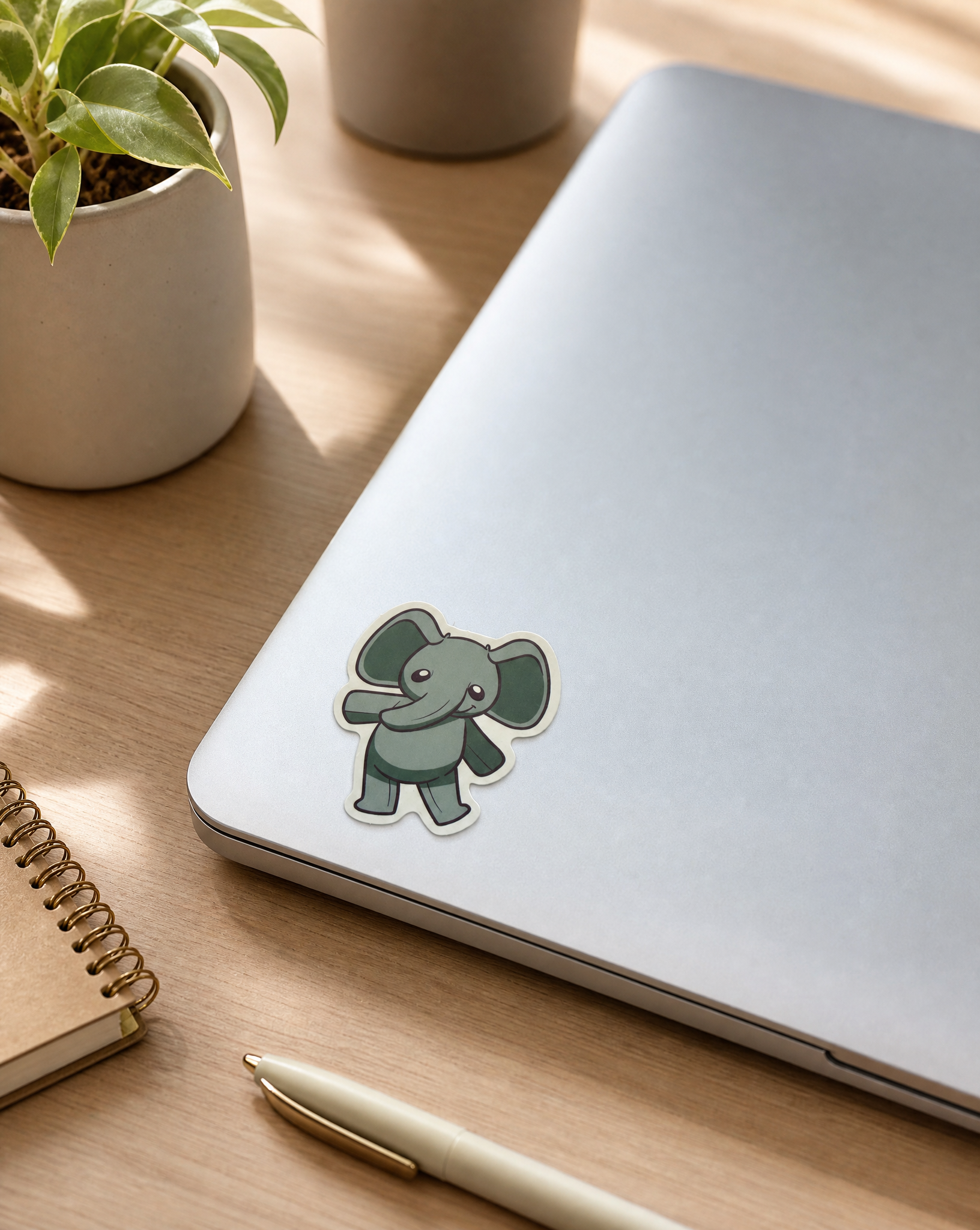 Echo the Elephant sticker on a laptop