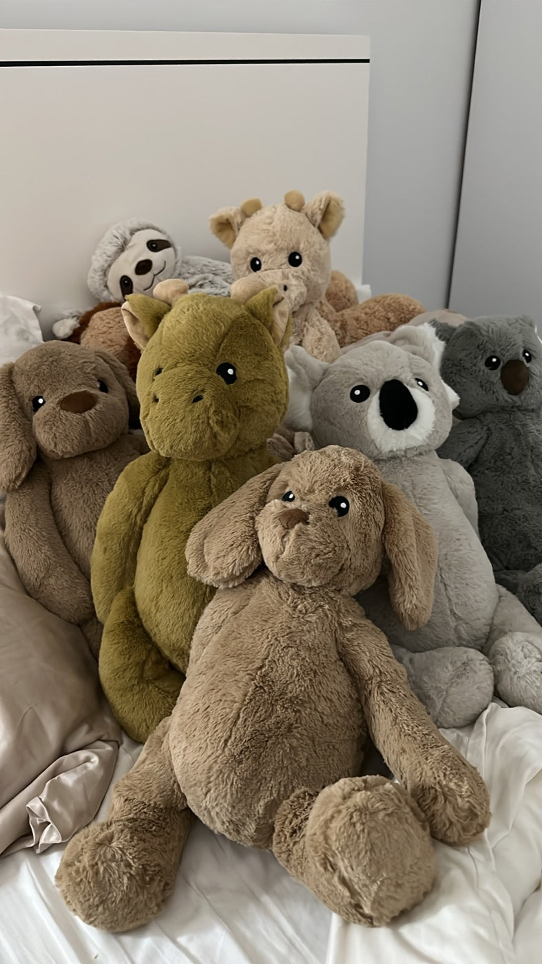 The weighted plushies Jess bought and tested before making her own