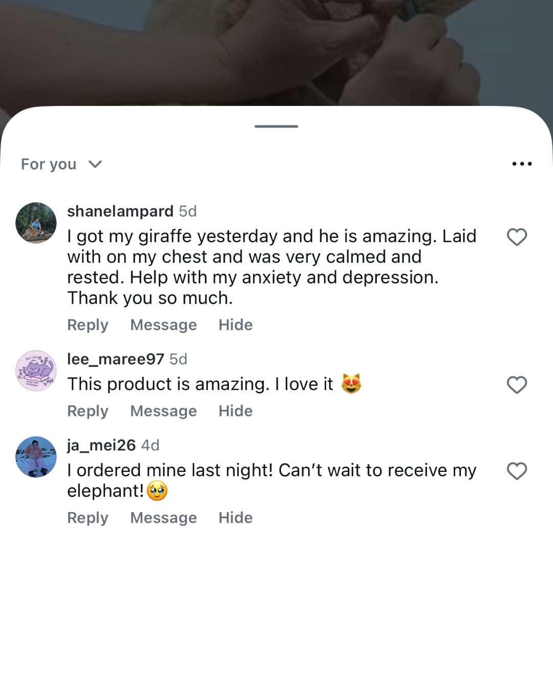 Customer message screenshot