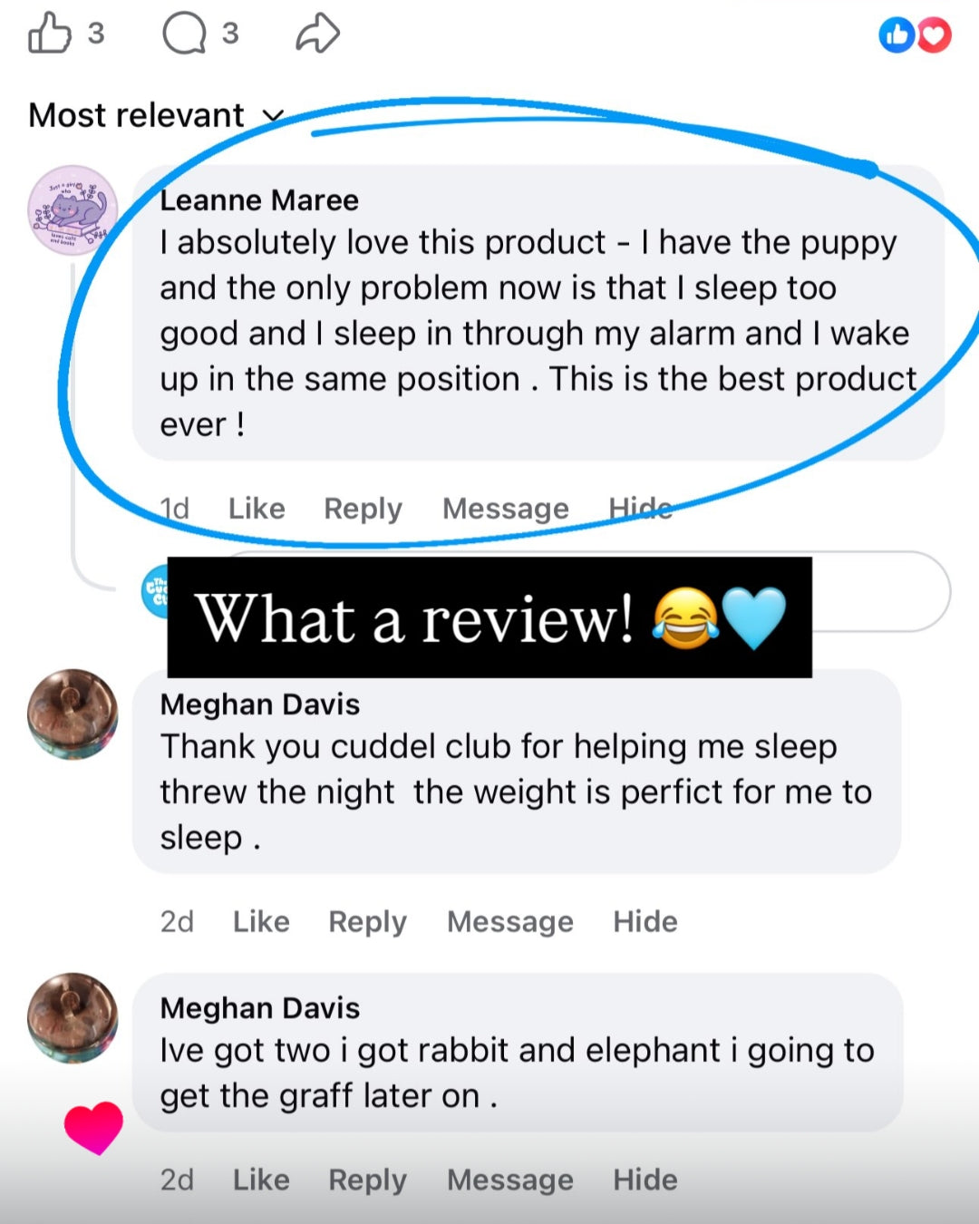 Customer message screenshot