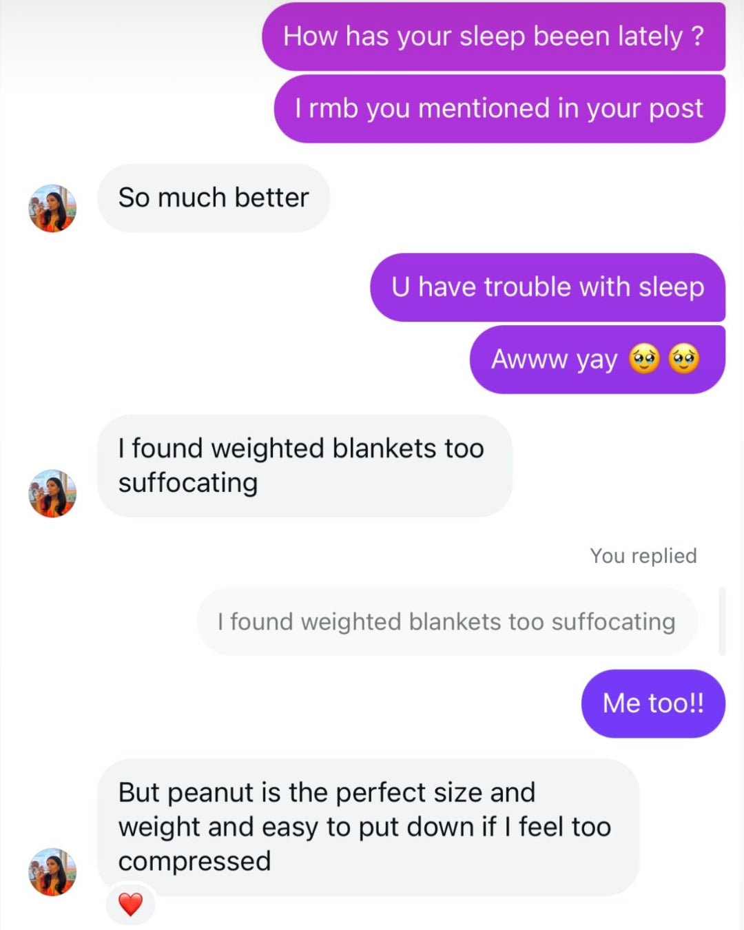 Customer message screenshot