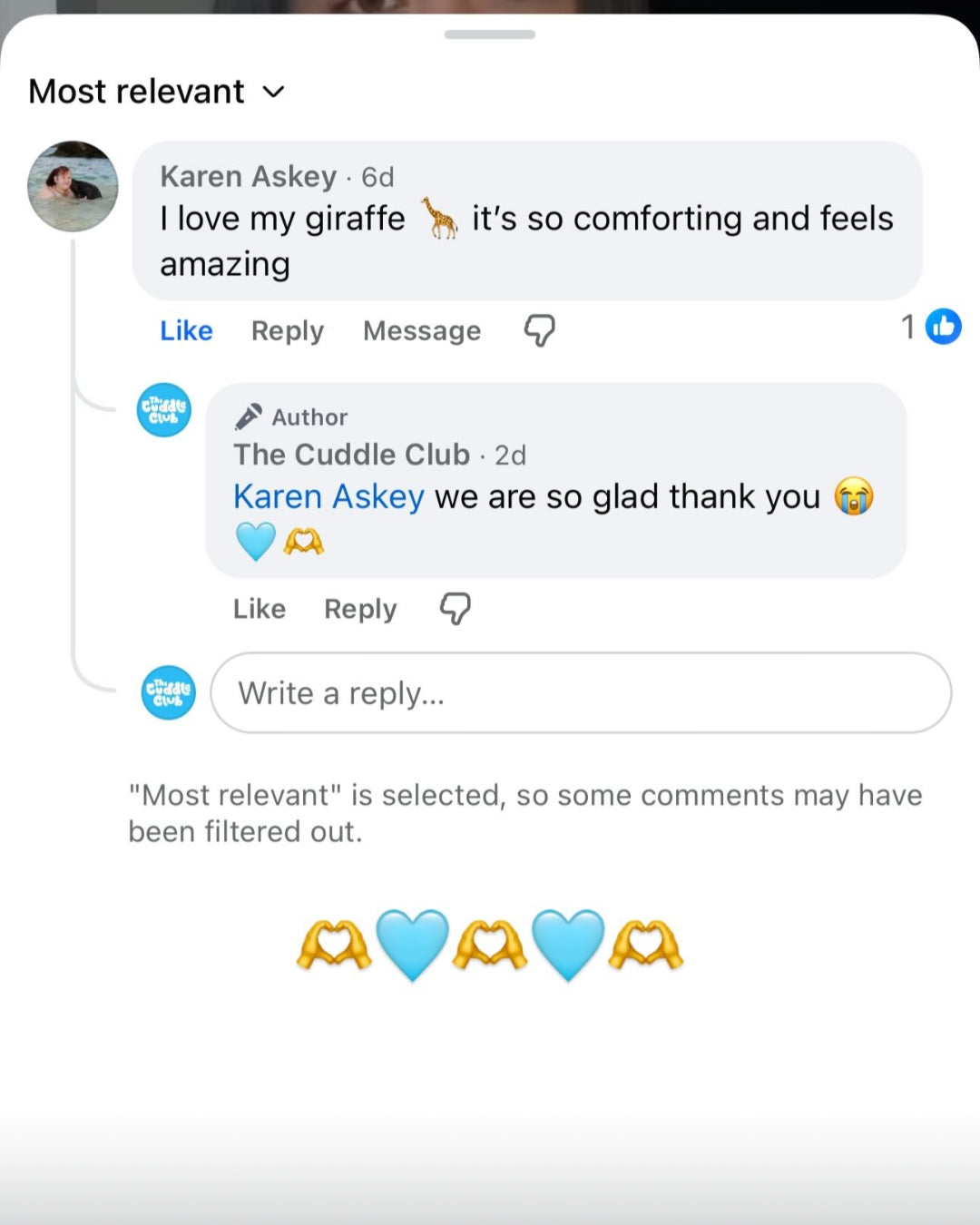 Customer message screenshot