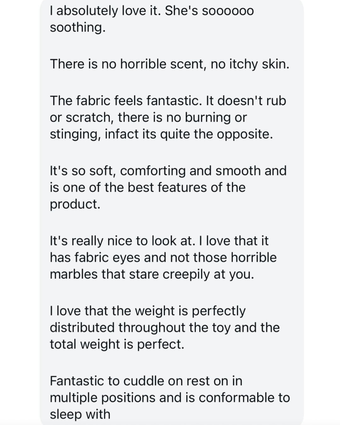 Customer message screenshot