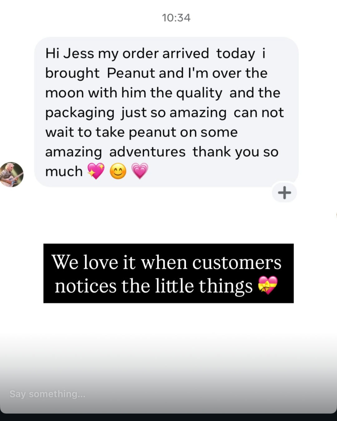 Customer message screenshot