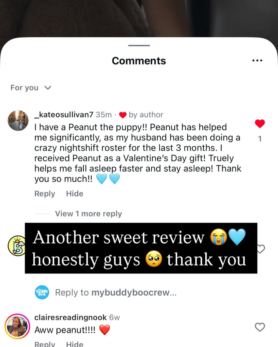 Customer message screenshot