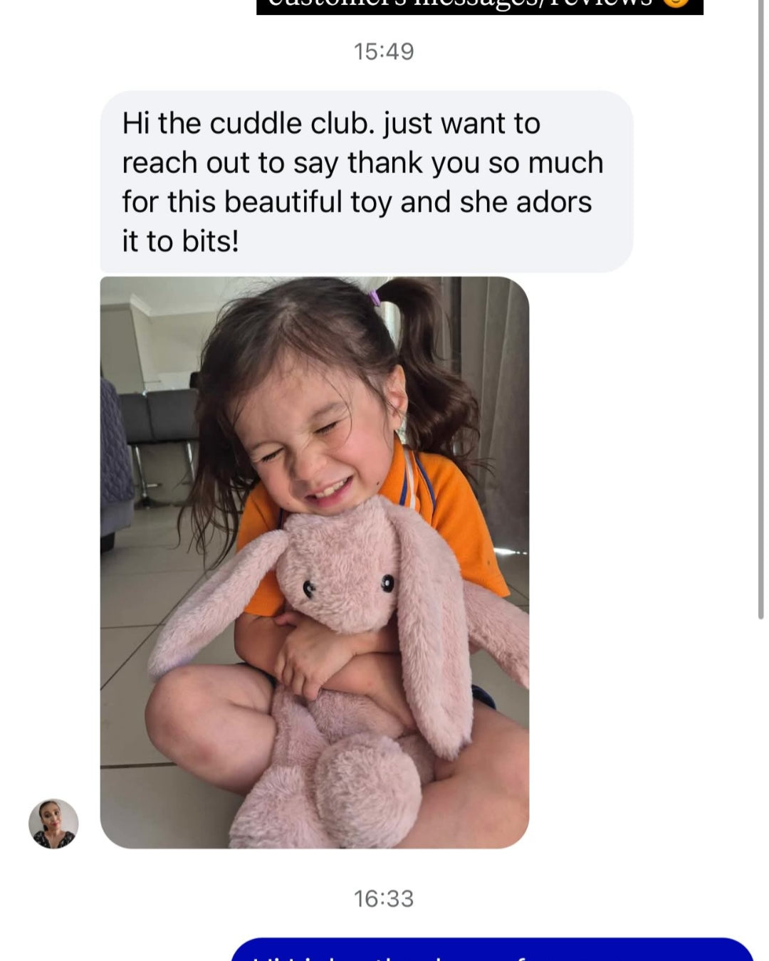Customer message screenshot